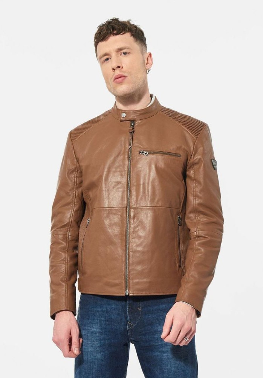 Homme kaporal Manteaux & Vestes | Veste En Cuir Homme Marron