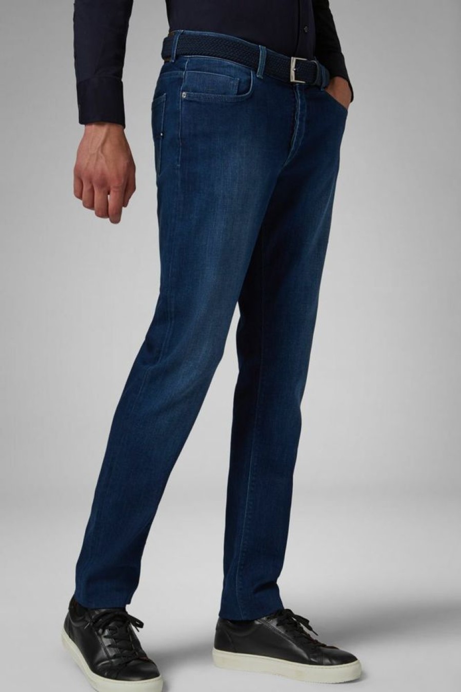 Homme boggi milano Pantalons | Jean Denim Stretch Moyen Bleu