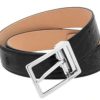 Homme s.t. dupont Ceintures | Ceinture En Crocodile Exotique Et Finition Palladium 35Mm Noir