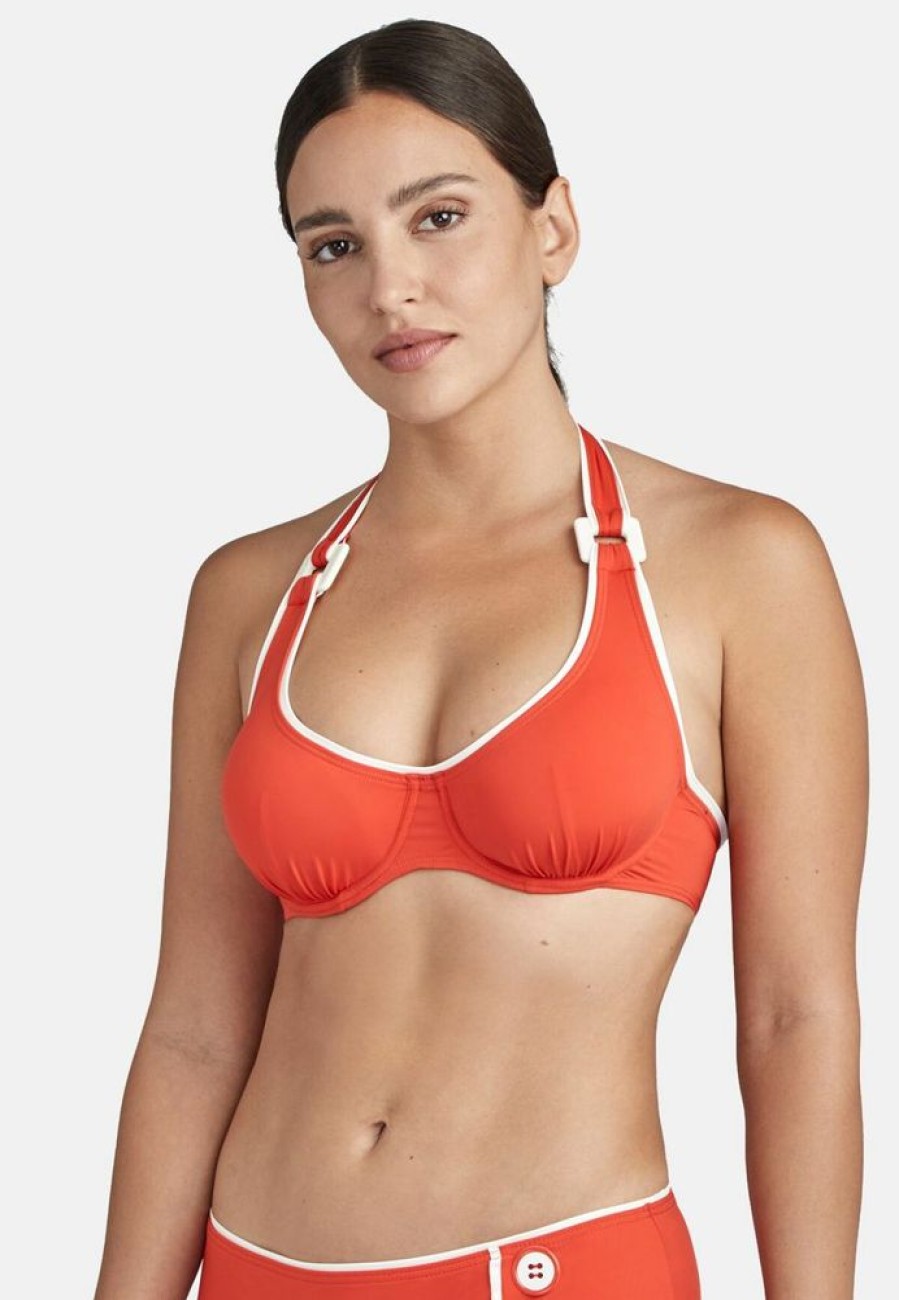 Femme aubade Soutien-Gorges | Haut De Maillot Balconnet La Baie Des Vagues Rouge