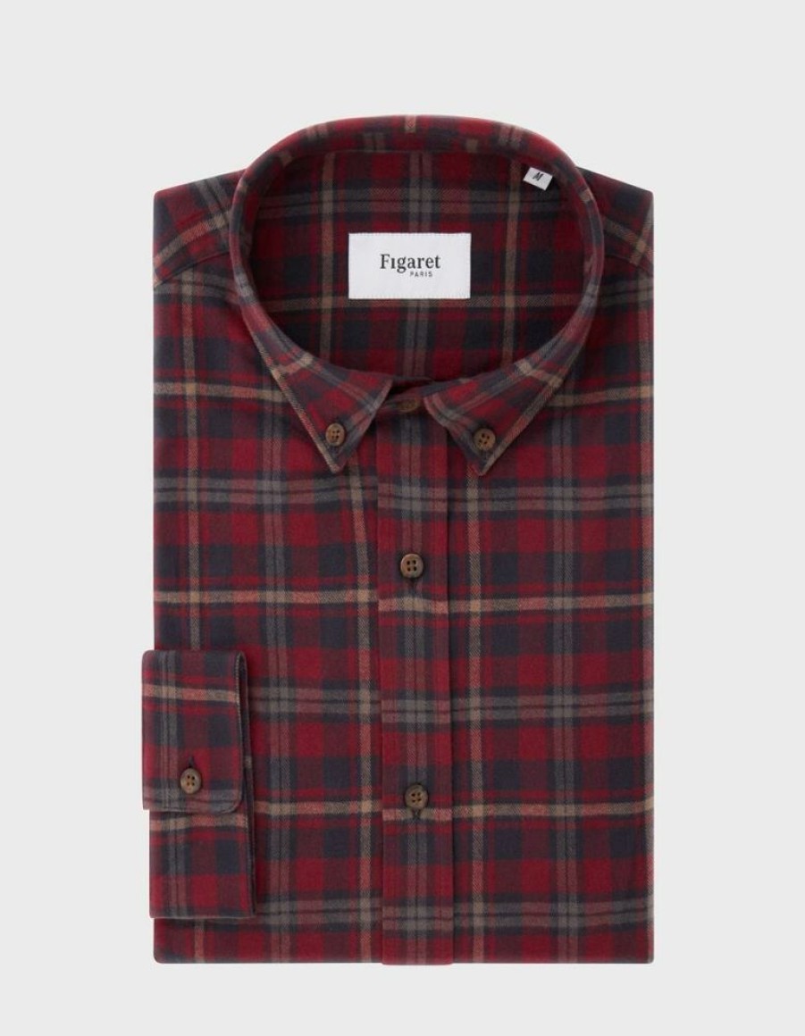 Homme figaret Chemises | Chemise Gaspard A Carreaux S Rouge