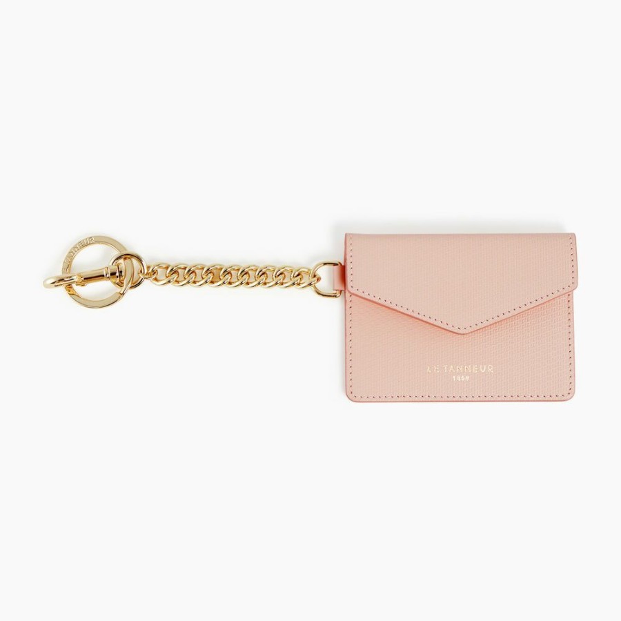 Femme le tanneur Pochettes | Porte Cartes Avec Mousqueton Emilie En Cuir Monogramme Rose