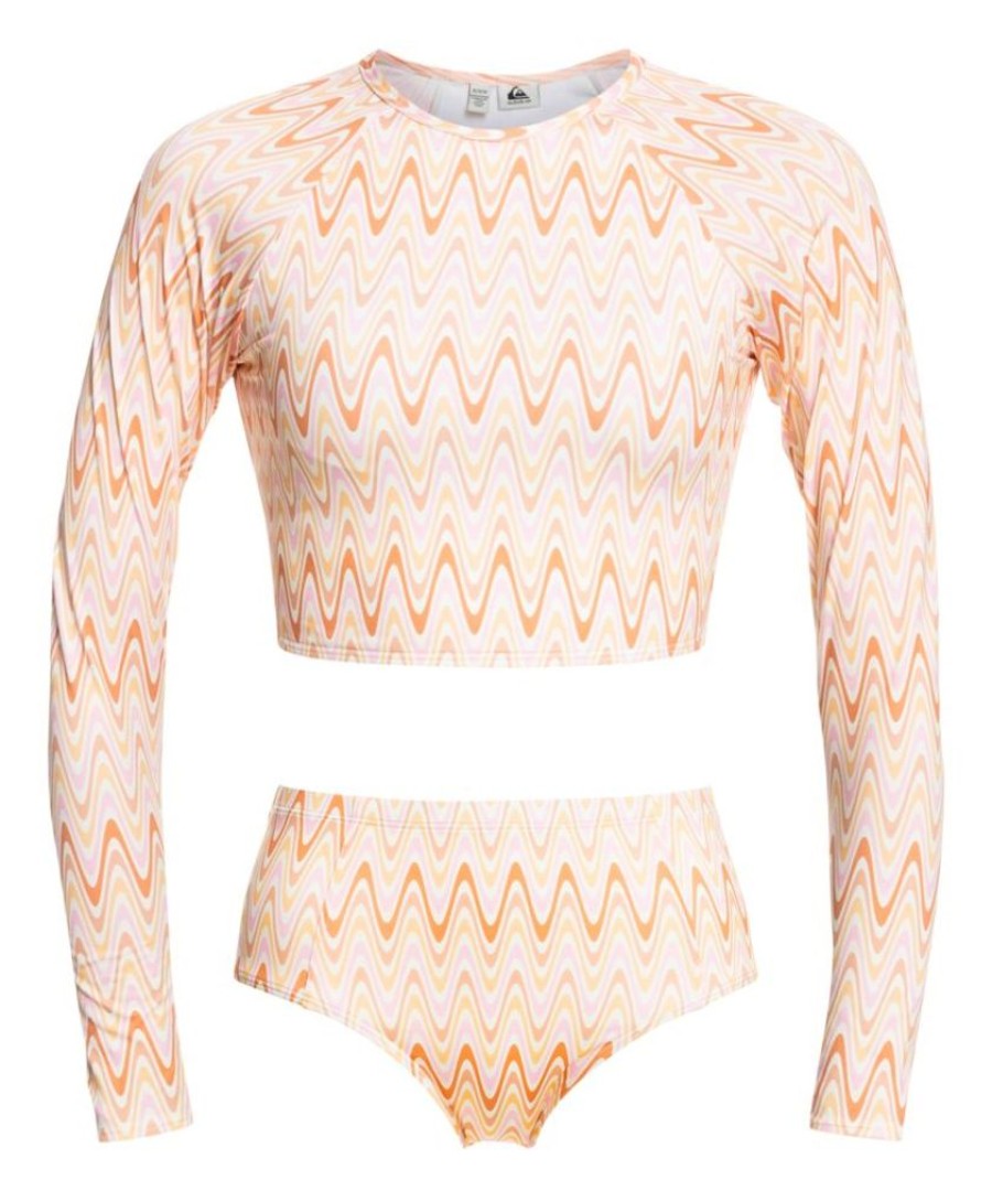 Femme quiksilver Maillots De Bain | Eqwx103045-Mea6 - Classic Ls Crop Surf Set Aop Rose