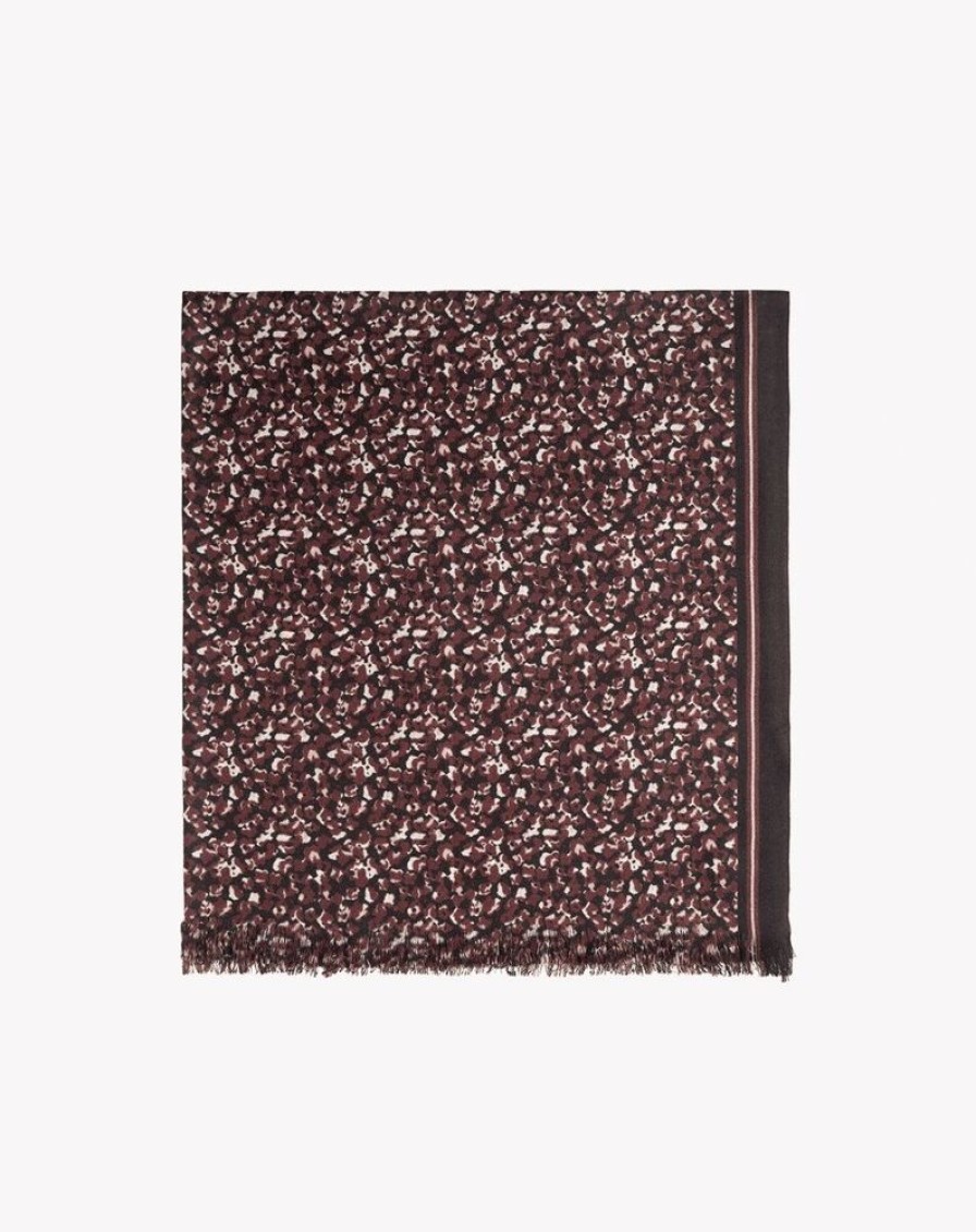 Femme eric bompard Echarpes & Foulards | Etole Imprime Mini Fleurs Floues 180 Cm X 85 Cm - Accessoires - Ebene Noir