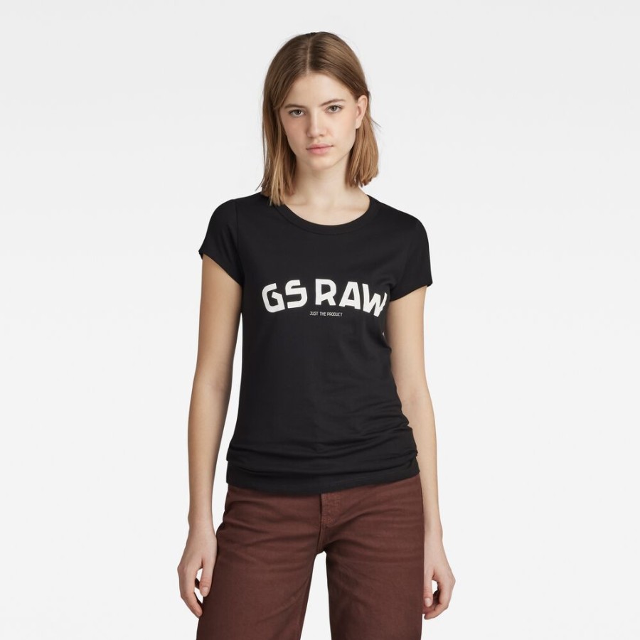 Femme g-star T-Shirts | Haut Slim Chest Print Noir