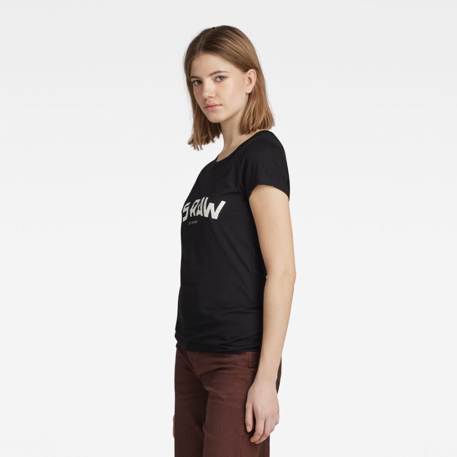 Femme g-star T-Shirts | Haut Slim Chest Print Noir