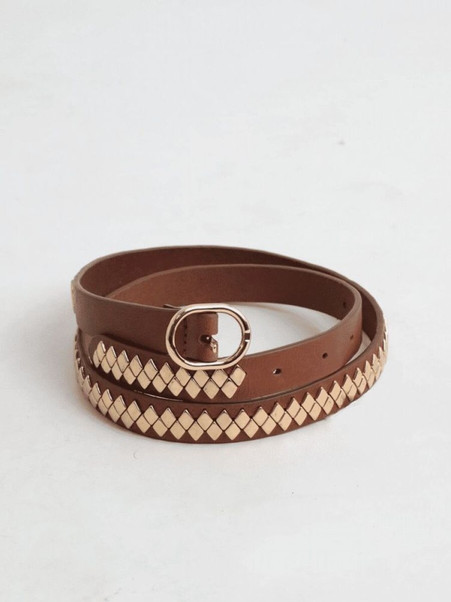 Femme berenice Ceintures | Ceinture Cuir Detail Metal Marron