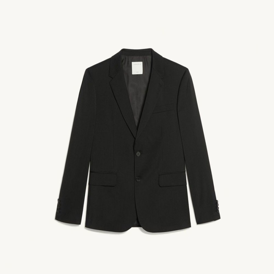 Homme sandro Manteaux & Vestes | Veste De Costume En Laine Noir