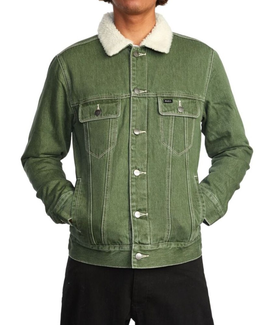 Homme rvca Manteaux & Vestes | F1Wkrxrvf2-4475 - Waylon Denim Trucker Vert