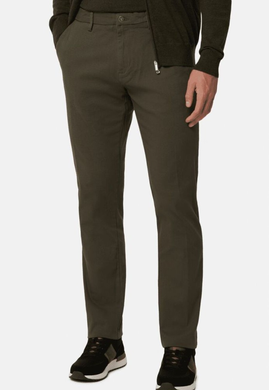 Homme boggi milano Pantalons | Pantalone In Cotone Tencel Vert