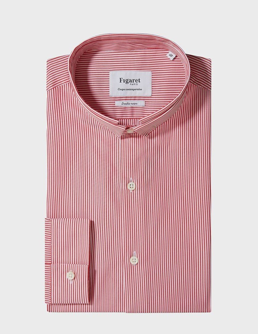 Homme figaret Chemises | Chemise Contemporaine Rayee Rouge