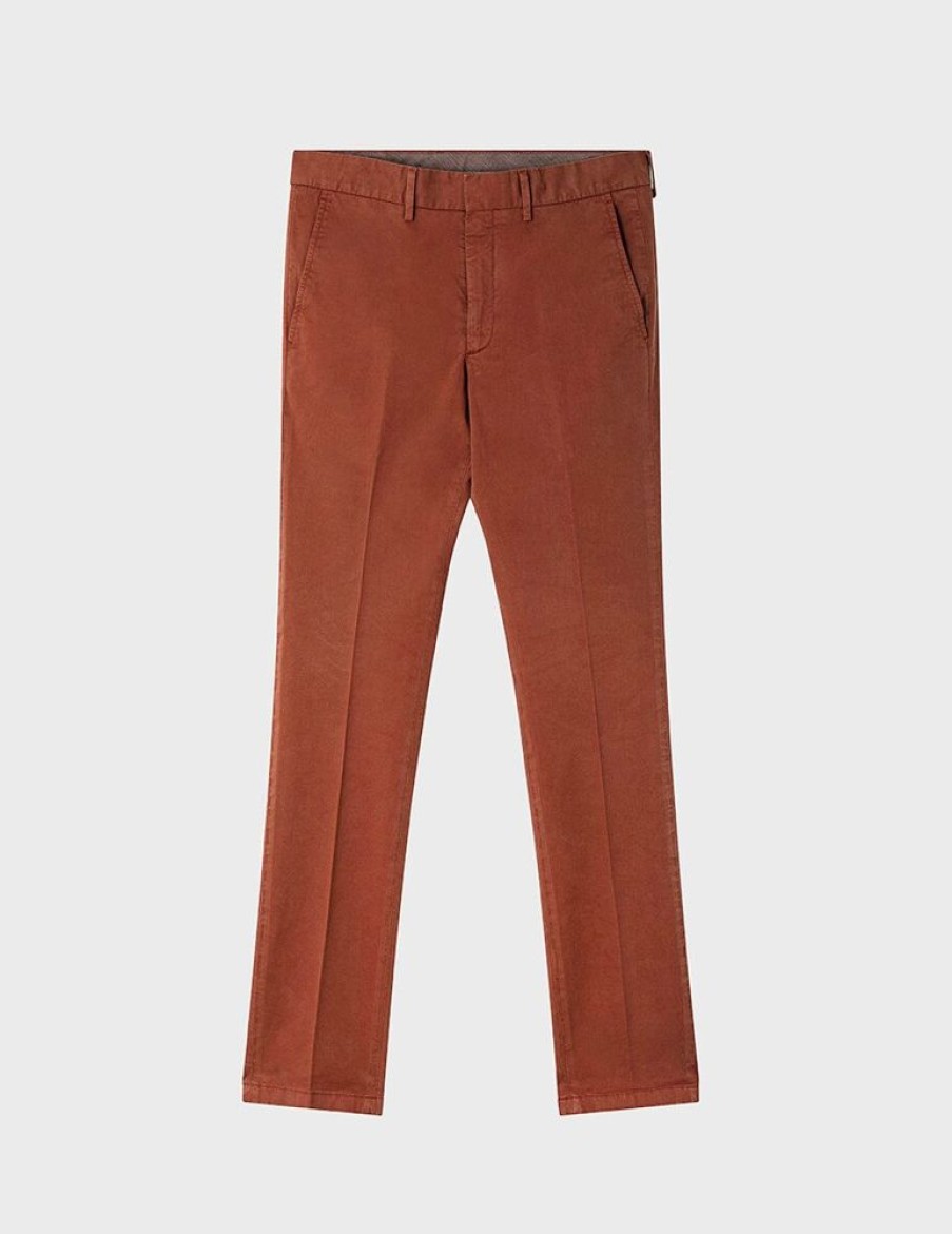 Homme figaret Costumes | Chino Maxence En Coton Terracotta Rouge