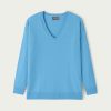 Femme eric bompard Pulls & Gilets | Pull V Ample - Femme - Aqua Bleu