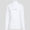 Femme karl lagerfeld Pulls & Gilets | Signature Mock Neck Ls Tee Blanc