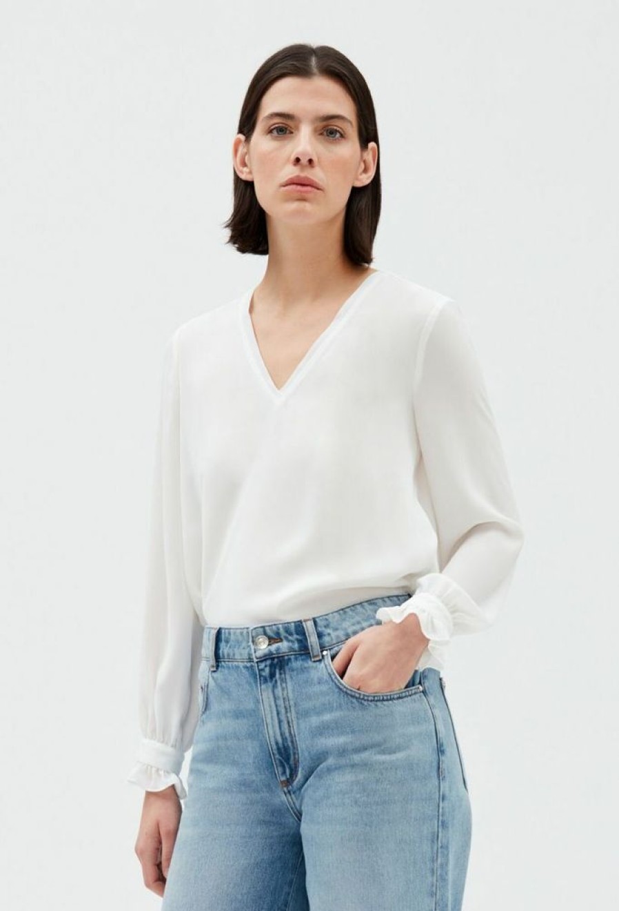 Femme claudie pierlot Chemises & Blouses | Blouse A Volants Ecru