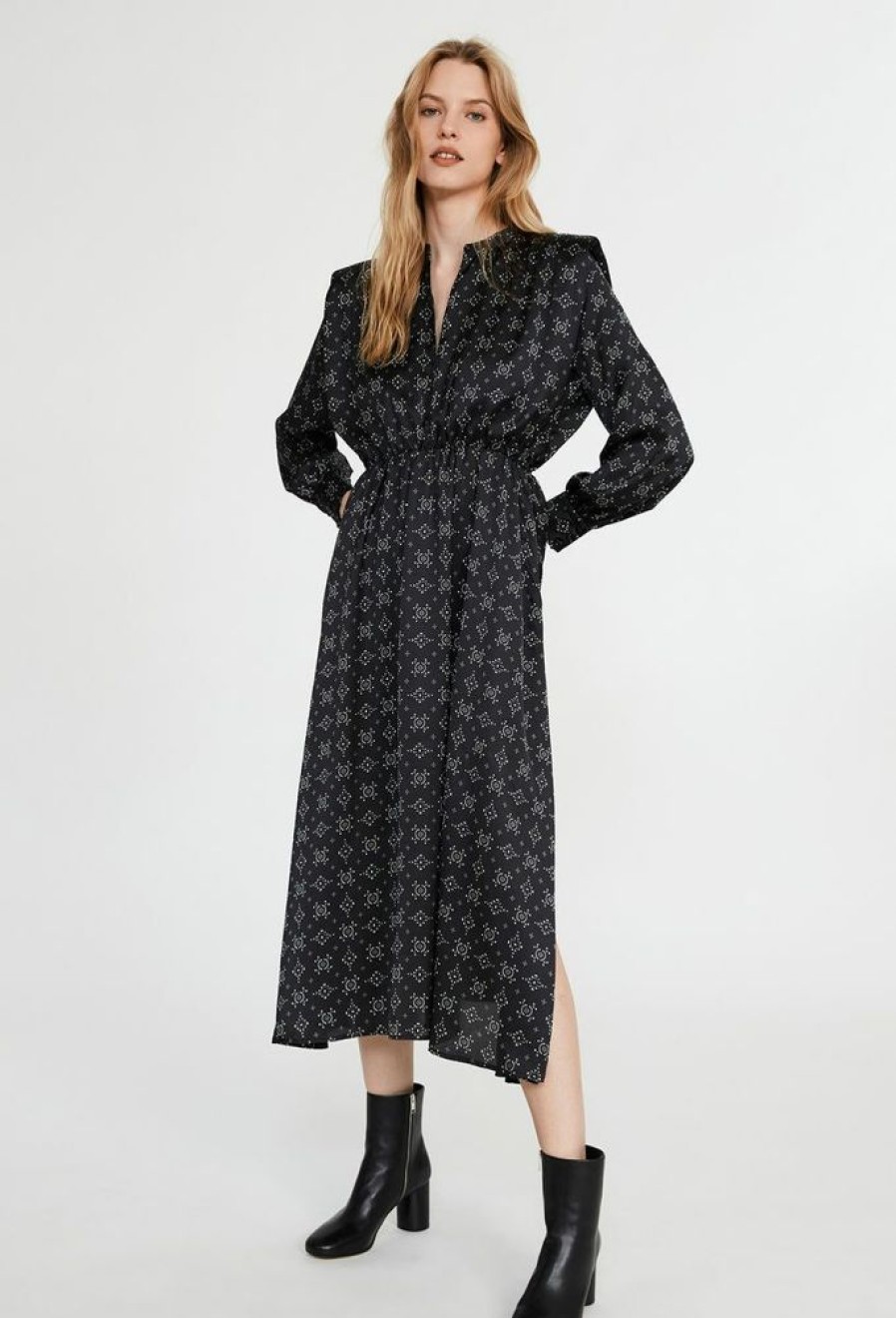 Femme claudie pierlot Robes & Jupes | Robe Longue A Motifs Geometrique Gris