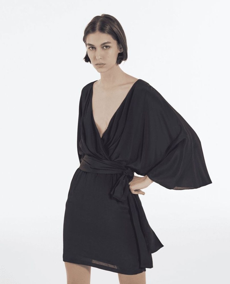 Femme the kooples Robes & Jupes | Robe Kimono Courte Noir