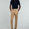 Homme fursac Pantalons | Pantalon Chino En Gabardine De Coton Beige