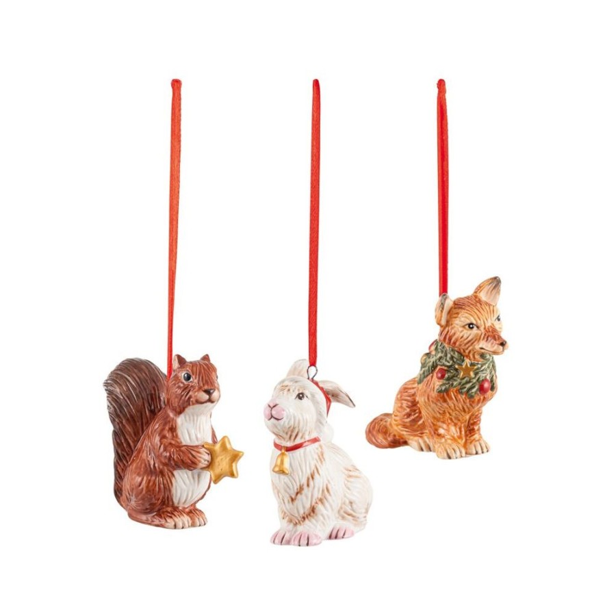 Maison villeroy & boch Art De La Table | Nostalgic Ornaments Ensemble D'Ornements Animaux De La Foret, 6 X 7 Cm, 3 Pieces Multicolore