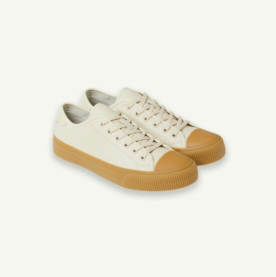 Homme sandro Baskets | Baskets Basses En Cuir Vernis Beige