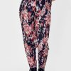 Femme kaporal Pantalons | Pantalon Regular Femme Imprime Fleuri Noir