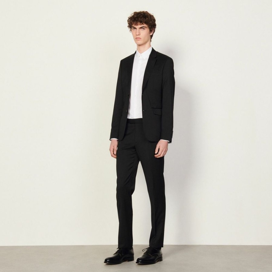 Homme sandro Costumes | Pantalon De Costume En Laine Noir