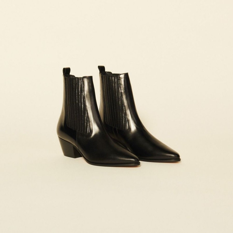 Femme sandro Bottines & Boots | Boots Santiags En Cuir Noir