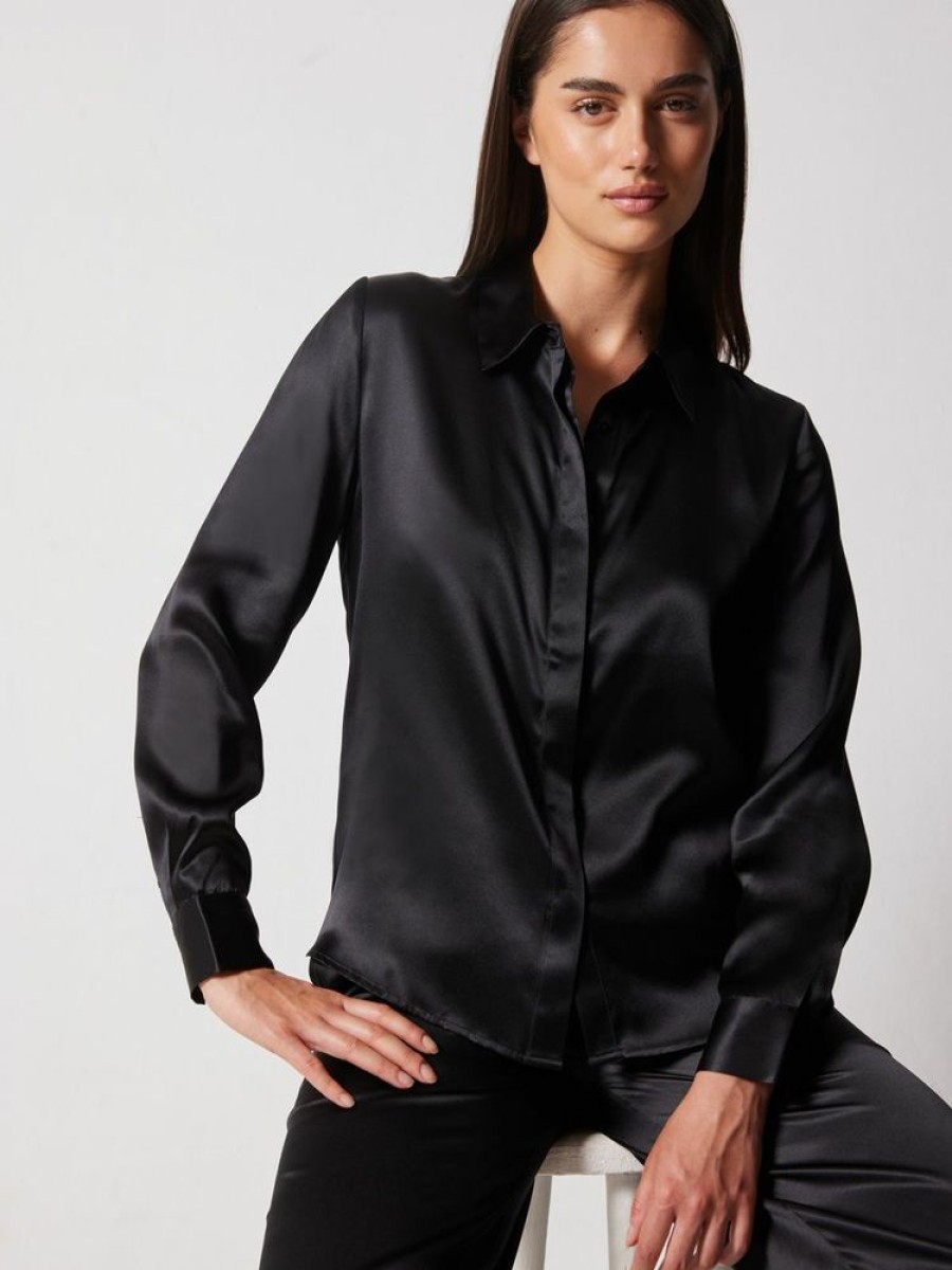 Femme notshy Chemises & Blouses | Chemise Soie Juny Noir