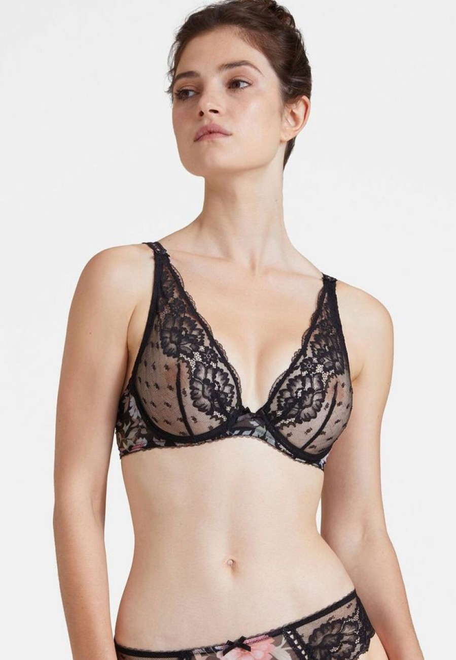 Femme aubade Soutien-Gorges | Soutien-Gorge Triangle Avec Armatures - Jusqu'Au Bonnet F Magic Garden Noir