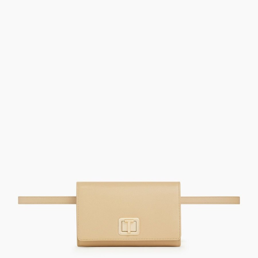 Femme le tanneur Pochettes | Sac Ceinture Eva En Cuir Grain Caviar Beige