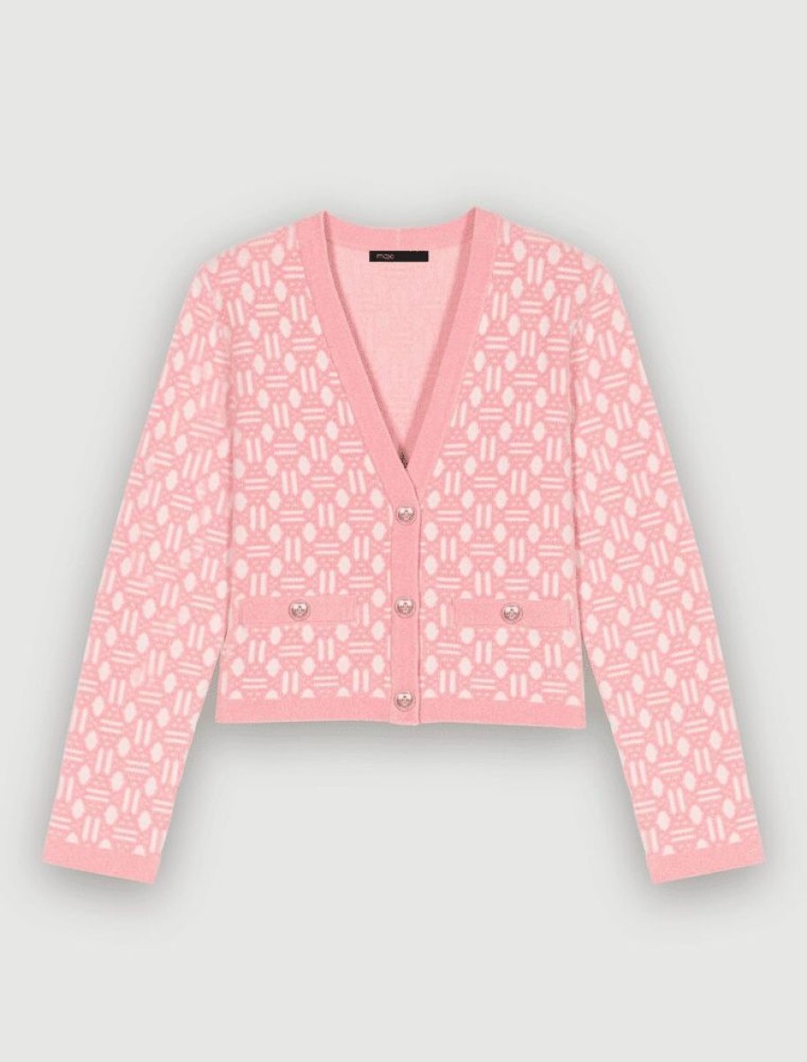 Femme maje Pulls & Gilets | Cardigan En Jacquard Rose