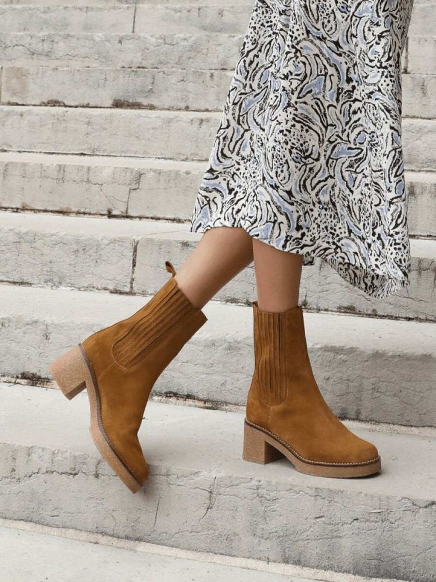 Femme berenice Bottines & Boots | Bottine Daim A Talons Marron