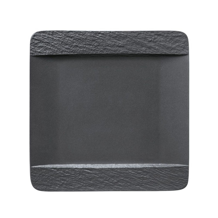 Maison villeroy & boch Art De La Table | Manufacture Rock - Assiette Plate, Carree, E, En Porcelaine Haut De Gamme Noir