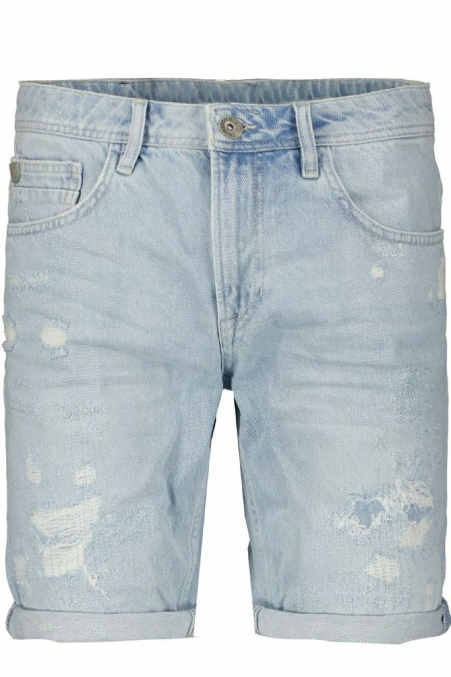 Homme garcia Pantalons | Short En Jeans - Coupe Russo Regular (Cuisse Droite) Bleu