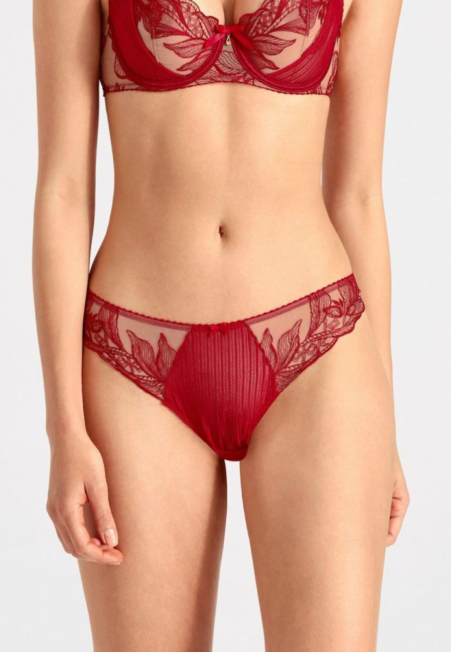 Femme aubade Culottes | Tanga Fleur De Tattoo Rouge