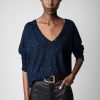 Femme zadig&voltaire Pulls & Gilets | Pull Brumy Leopard Cachemire Bleu