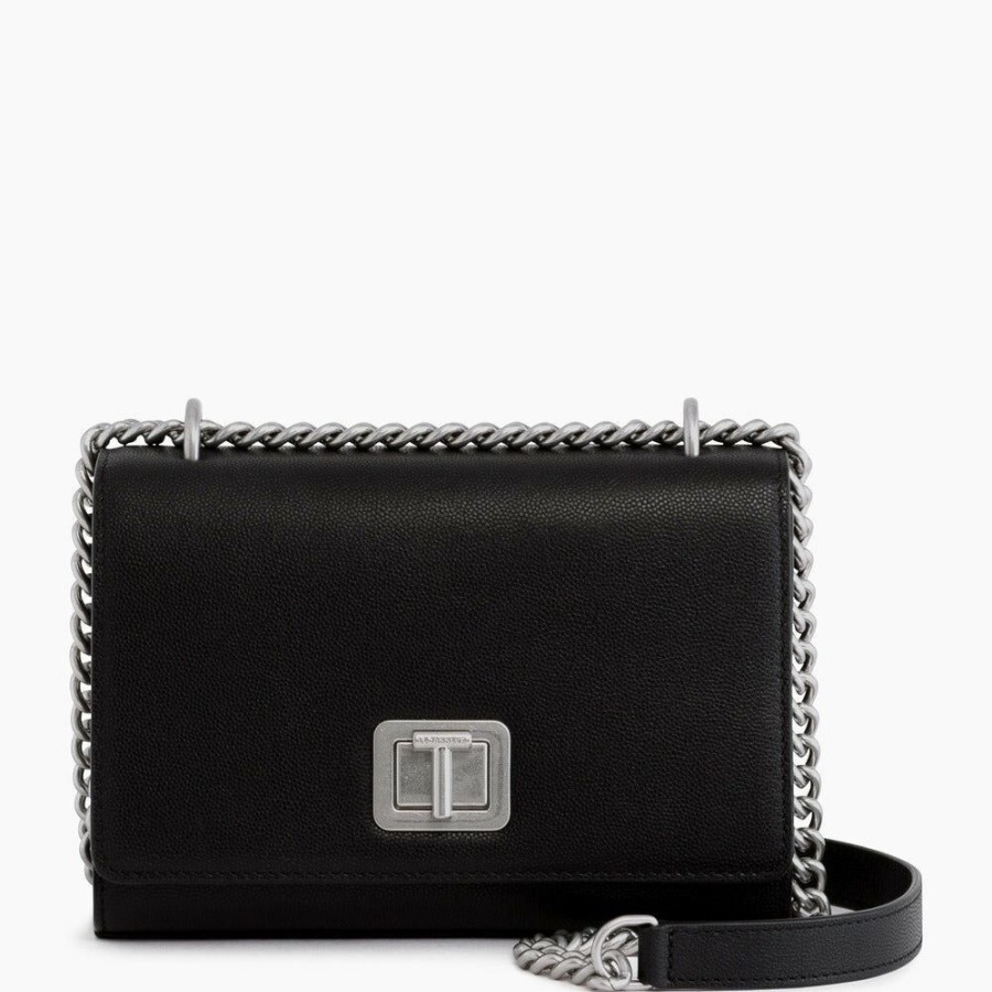 Femme le tanneur Sacs | Petit Sac Bandouliere Eva En Cuir Grain Caviar Noir