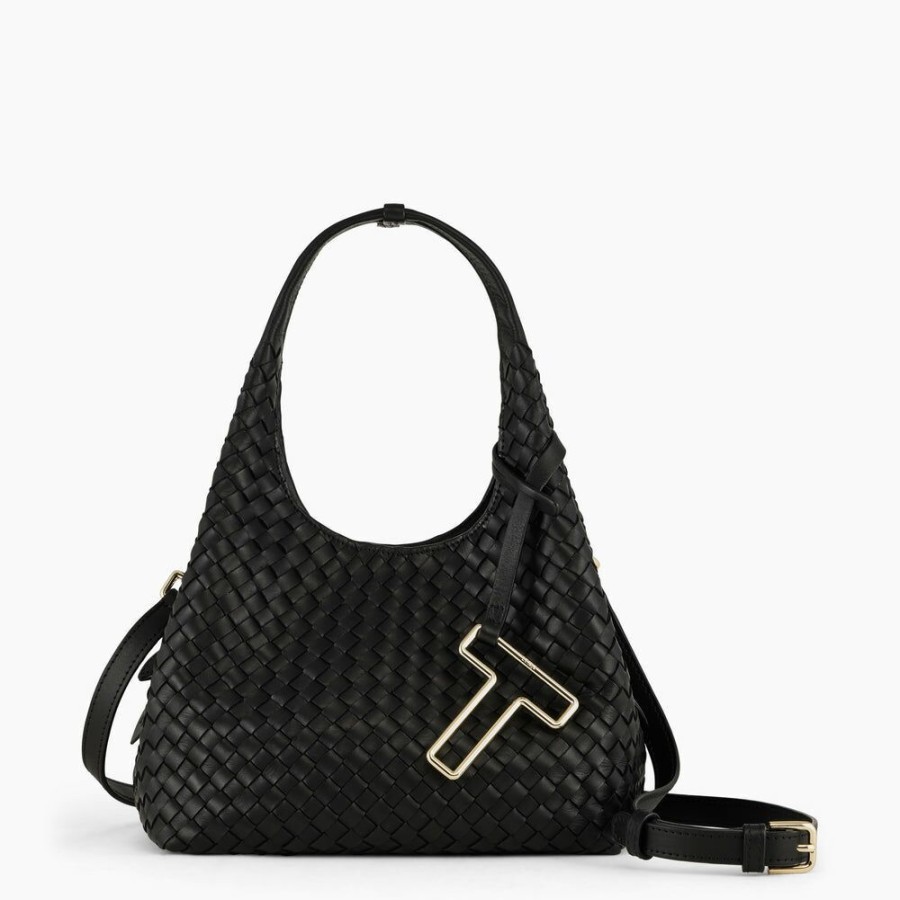 Femme le tanneur Sacs | Petit Sac A Main Juliette En Cuir Tresse Noir