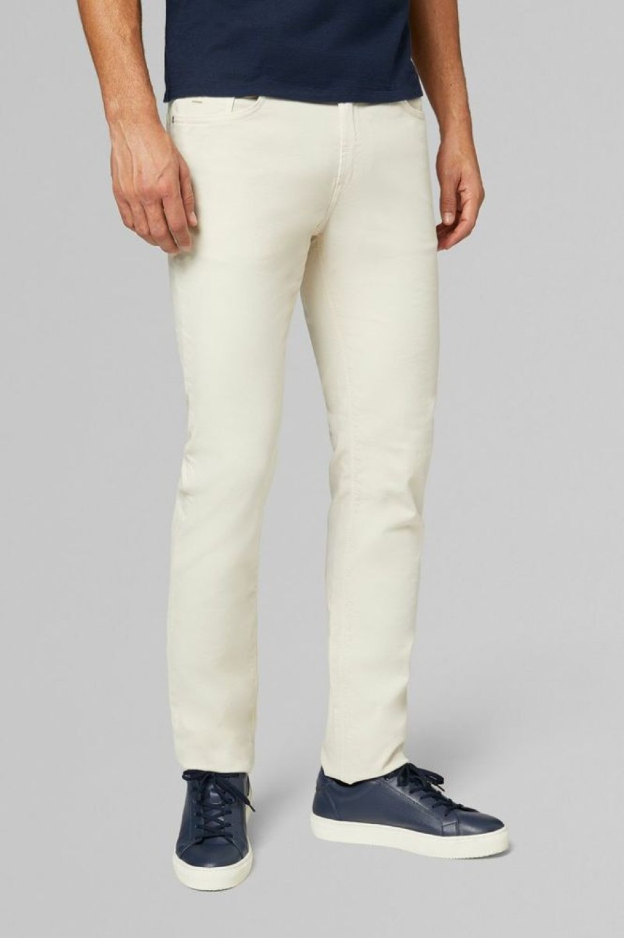 Homme boggi milano Pantalons | Pantalon 5 Poches En Coton Stretch Delave Coupe Reguliere Beige