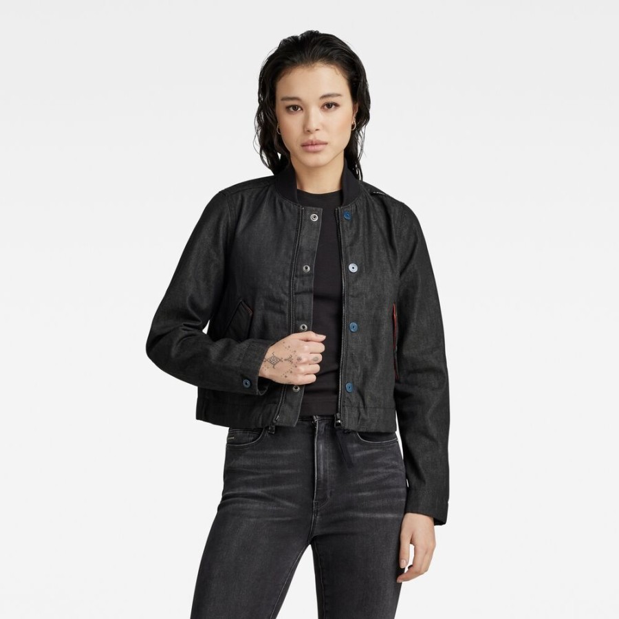 Femme g-star Manteaux & Vestes | Bomber Drawstring Noir