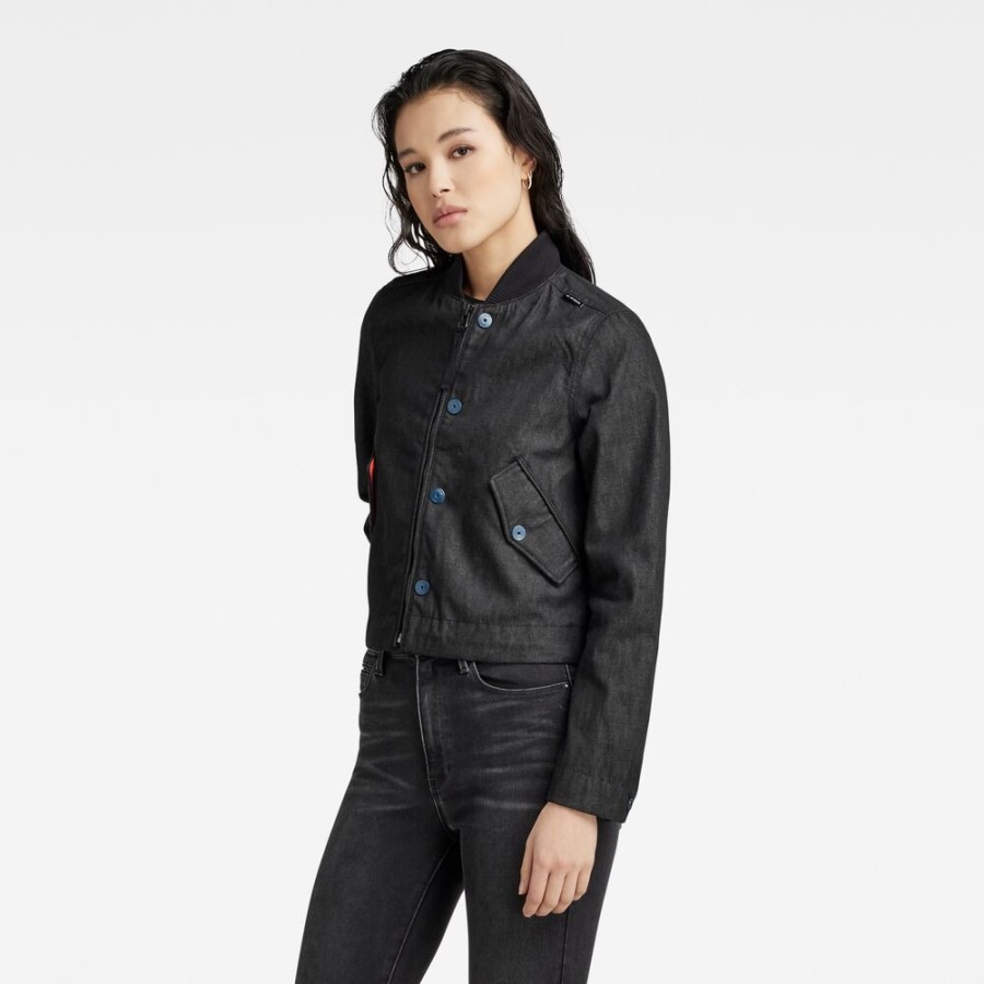 Femme g-star Manteaux & Vestes | Bomber Drawstring Noir