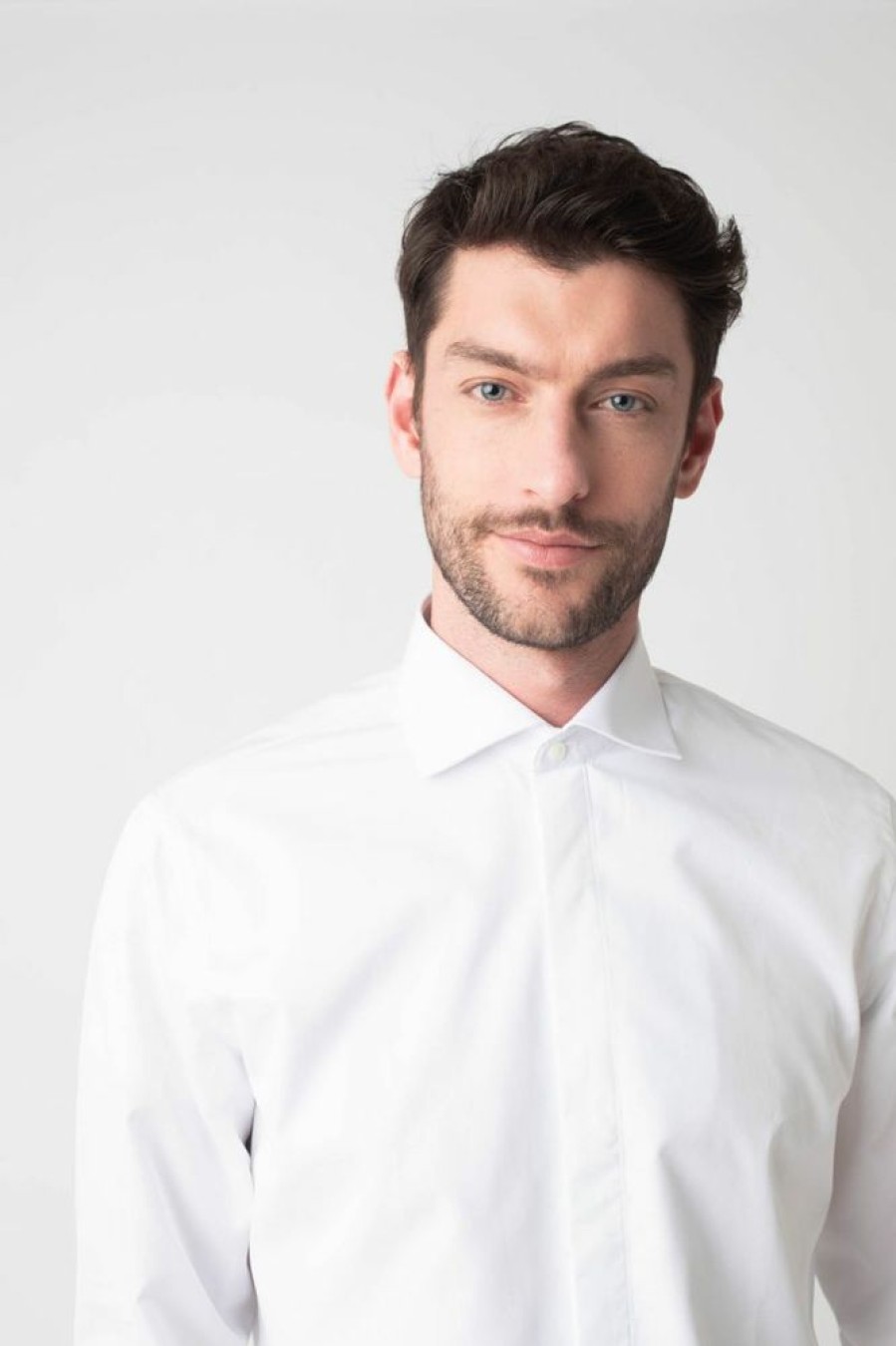 Homme figaret Chemises | Chemise Contemporaine En Popeline He Blanc