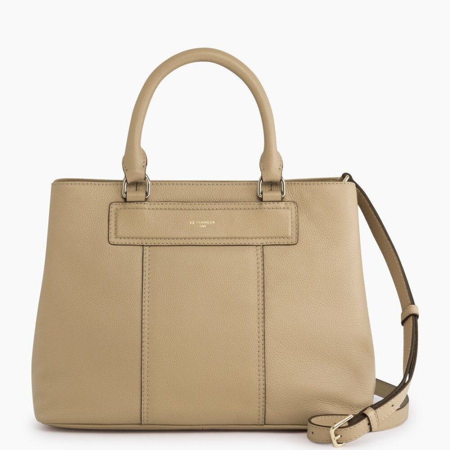 Femme le tanneur Sacs | Sac A Main Moyen Modele Judith En Cuir Graine Beige