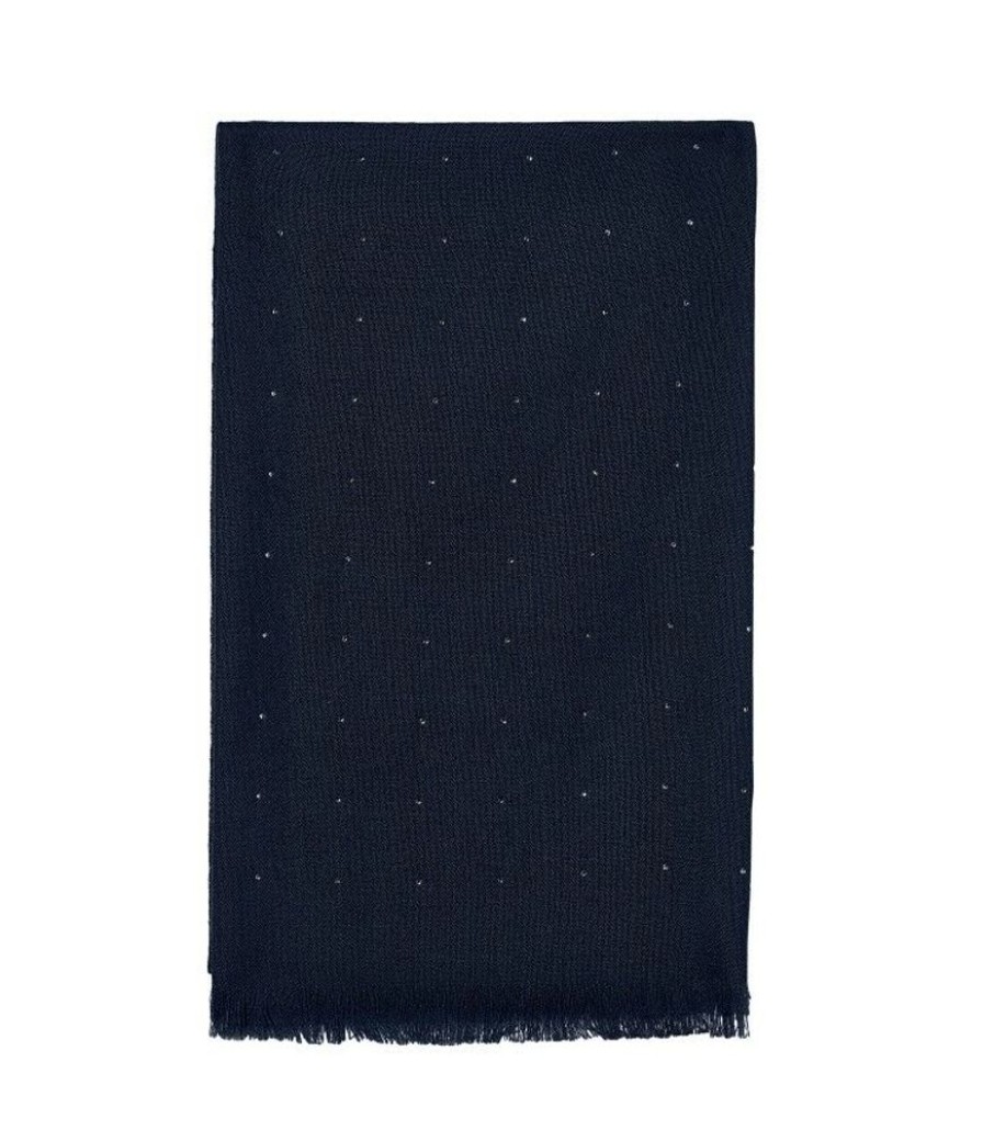 Femme eric bompard Echarpes & Foulards | Echarpe Voile De Cachemire Strass 150 Cm X 50 Cm - Accessoires - Marine Bleu