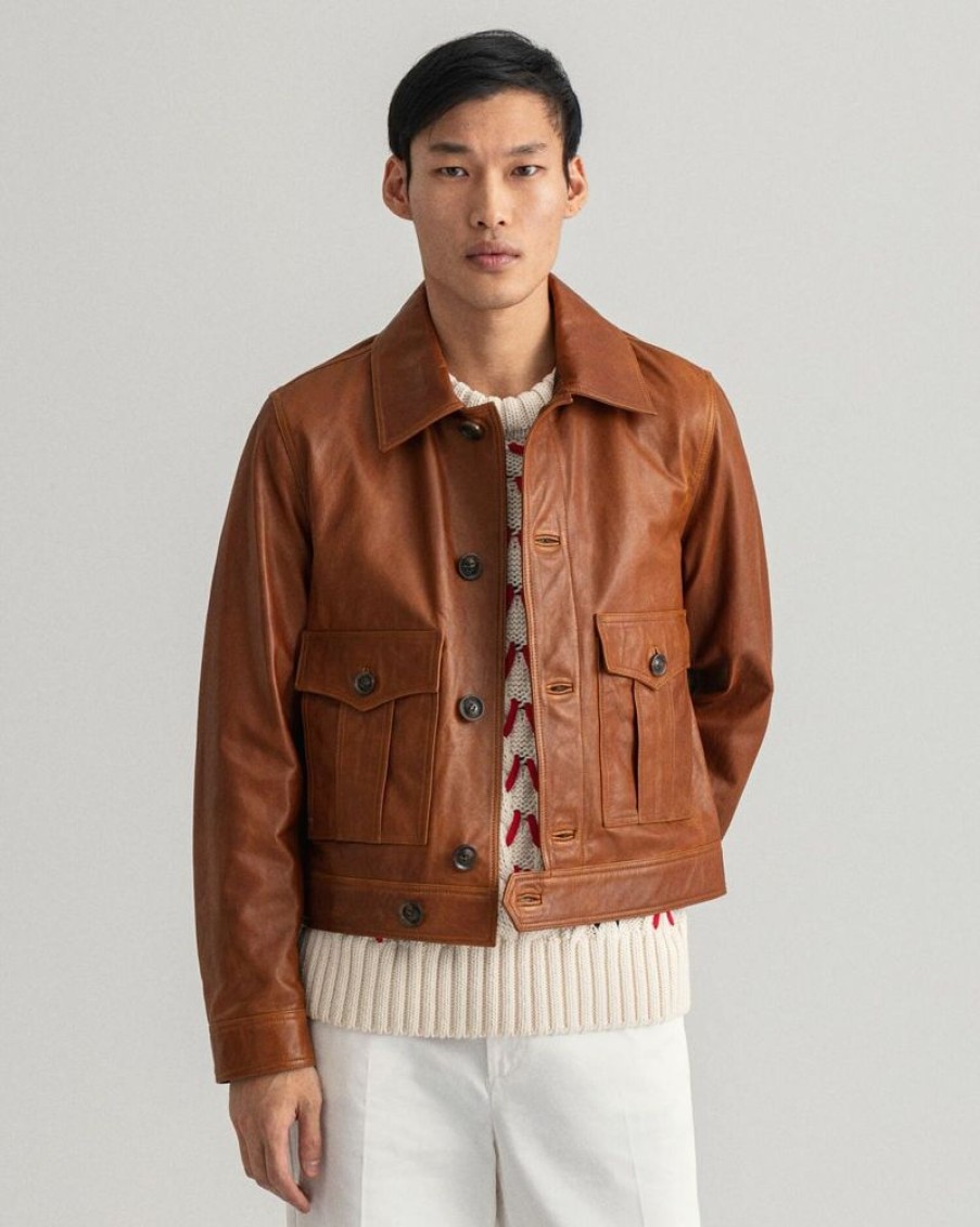 Homme gant outlet Manteaux & Vestes | Leather Ike Jacket Marron