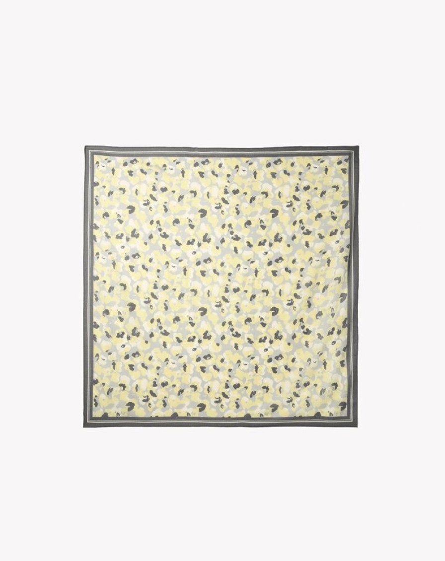 Femme eric bompard Echarpes & Foulards | Carre Imprime Fleurs Floues 120 Cm X 120 Cm - Accessoires Poudre Vert