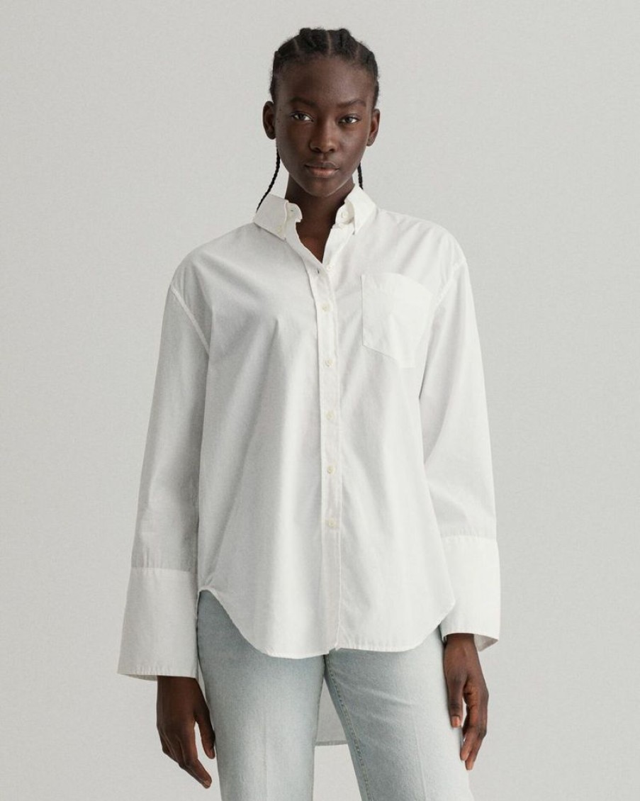 Femme gant outlet Chemises & Blouses | Relaxed Fit Wide Cuff Shirt Bleu