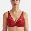 Femme aubade Soutien-Gorges | Soutien Gorge Plunge Foulard Aube Amoureuse Rouge