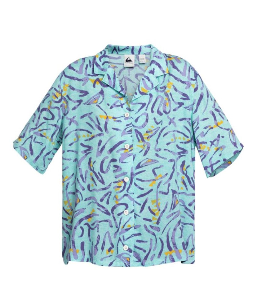 Femme quiksilver Chemises & Blouses | Eqwwt03120-Bgh6 - Dad Heritage Ss Shirt Bleu