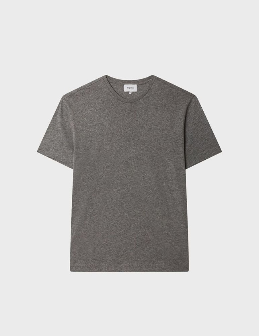 Homme figaret T-Shirts | T-Shirt Col Rond En Coton Uni Gris